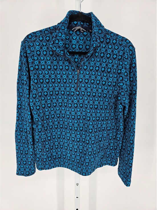 Lands' End Jackets & Blazers - Lands' End Womens Sz L 1/4 zip fleece pullover features a blue geometric print